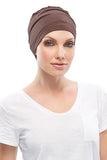 Woman with balding is wearing her Polycotton Sleep Cap for the Ultimate Comfort at Night
