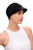 Female with advanced hair loss wearing a black Softie Cap