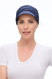 Model with progressive hair loss is covering her head with a Softie Cap made from Bamboo Viscose 