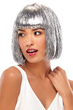 Female wearing a silver Tinsel Town Cosplay wig by Jon Renau 