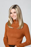 young woman with Alopecia wearing a blonde Top Coverage 18 Inch Hair Topper by Jon Renau 