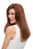 Model with hair fall wearing her Remy human hair Top Form French 18" Hair Topper from Fascinations 