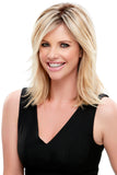 Smiling woman with hair fall covering her hair with the Synthetic Top Notch Topper