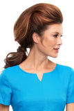Lady with fine hair wearing the Top This 16 inch hair Volumizer by Jon Renau from Fascinations 