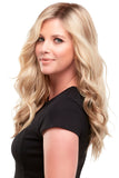 Young woman with thinning hair is covering her hair with a Top Wave 18 Inch Hair Topper in 12FS8