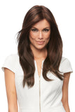 Female with hair loss wearing a long natural looking synthetic Zara Petite from Fascinations 