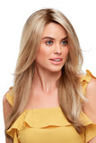 Female with hair fall wearing a beautiful long blonde Zara synthetic wig from Jon Renau Cape Town 