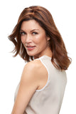 Model with fine hair showing her Easipart French Hair topper in 12 inches by Jon Renau 