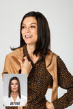 Woman with thinning hair showing her before and after of her wearing the Easipart Medium 12 Inch 