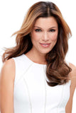 Woman with the beginning stage of hair loss wearing her 18 inch human hair Easicrown Topper 